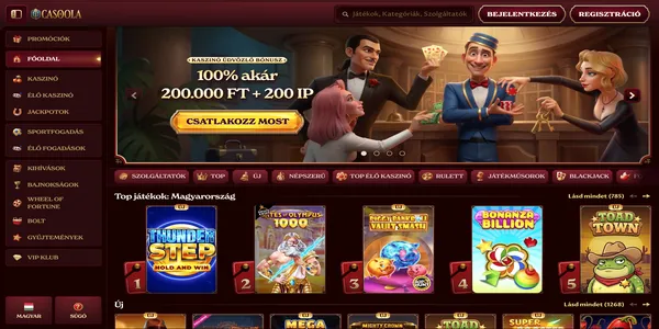 Casoola Casino mobil kezdőoldala
