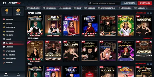 Glorion Casino élő kaszinó kínálata mobilon